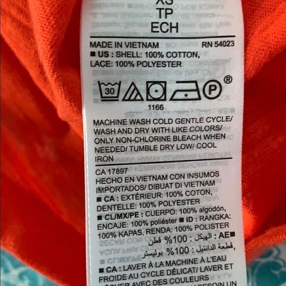 Old Navy lace short sl. Orange cold shoulder top - Picture 8 of 8